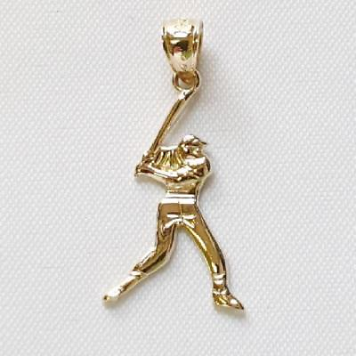 #ad 14k Yellow Gold BASEBALL PLAYER Pendant Charm Made in USA $84.99