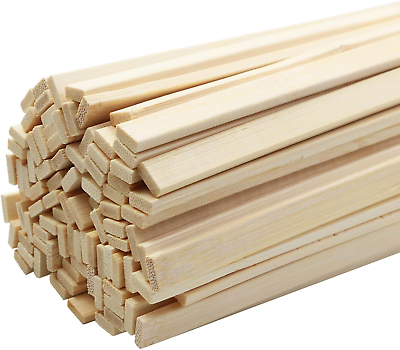 #ad 100pcs 15.7x0.35 Inch Strong Natural Bamboo Sticks Wooden Craft Sticks Extr $18.38