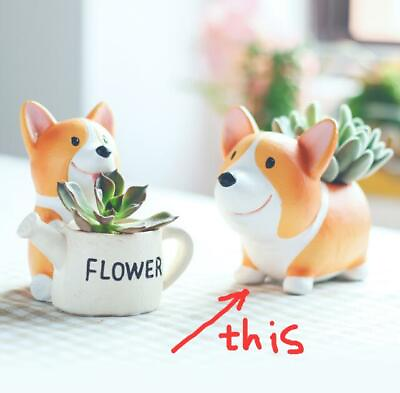 #ad Corgi Dog Model Cute Succulent Flower Pot Creative Resin Craft Desk Decoration $29.18