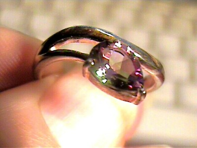#ad MYSTIC topaz ring 7 SOLITAIRE STERLING 925 natural pear elegant nice femme $35.00