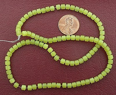 #ad 4mm Drum Gemstone Olive Jade Beads 15quot; Strand $21.86