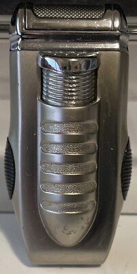 #ad Vintage Men’s Novelty Silver amp; Black Razor Butane Lighter Needs Butane Rare $14.99