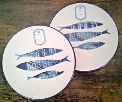 #ad Papart Handcrafted Ceramic Trivet Trio Of Blue Fish 8 x 8 in Sold Each $22.99