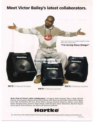 #ad 2002 HARTKE Kickback Combo Speakers VICTOR BAILEY Vintage Ad $8.95