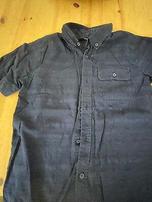 #ad Old Navy Boys 10 12 Dark Blue Short Sleeve Button Up Textured Cotton Shirt $8.99
