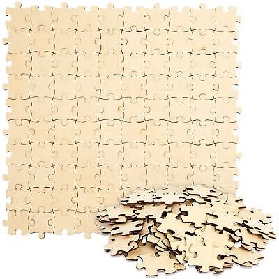 #ad 100 Blank Wooden Puzzle Pieces for Crafts Unfinished Jigsaw 1.9x1.6 in $10.99