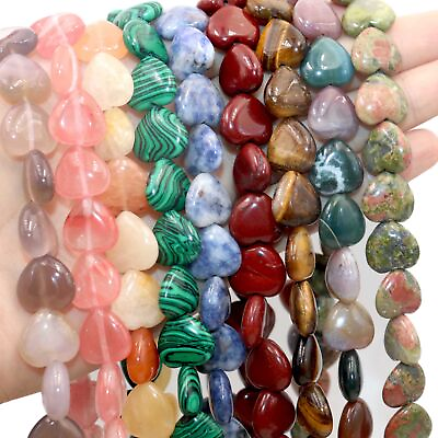 #ad 10 20mm Natural Heart Shape Agates Quartz Loose Spacer Beads for Jewelry Making $4.49