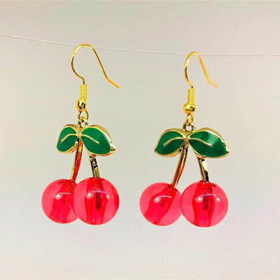 #ad Red Cherry Earrings Funky Spooky Quirky Earrings C $3.10