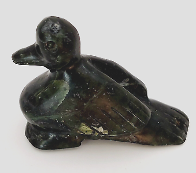 #ad Vintage Black Green Jade Carved Bird Charm Pendant Amulet Hand Carved Unmarked $20.00