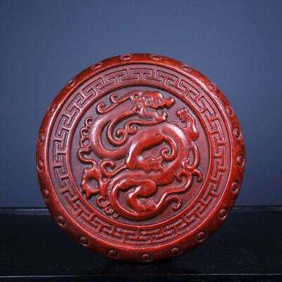 #ad Chinese Cinnabar Handmade Exquisite Dragon Base 12547 $109.19