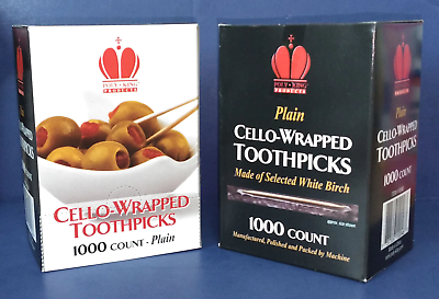 #ad Poly King Plain Cello Wrapped White Birch Toothpicks 2000 ct Free Shipping $14.95