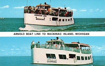 #ad Postcard MI Arnold Boat Line to Mackinac Island Chrome Vintage PC f7403 $3.00
