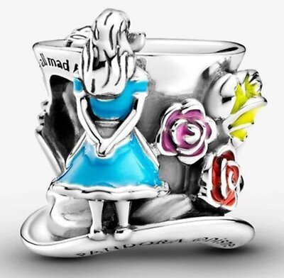 #ad Authentic PANDORA Disney Alice in Wonderland Mad Hatter Charm 799348C01 NEW NIB $29.99