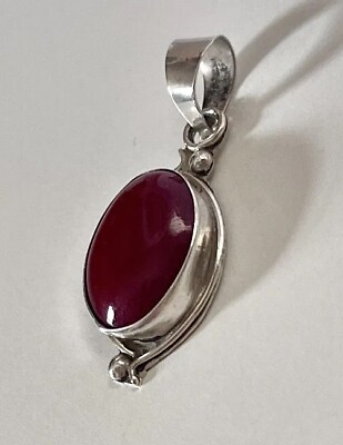 #ad MEXICO Sterling Red Agate Pendant Vintage 925 Silver Southwest 1.25” Long Estate $14.99
