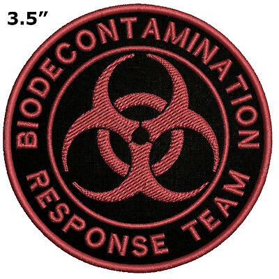 #ad BIOHAZARD SYMBOL EMBROIDERED PATCH IRON SEW ON TOXIC WARNING DANGER APPLIQUE $4.87