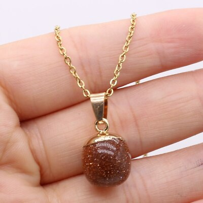 #ad 10pcs Gold Sand Crystal Pendant Necklace Stainless Necklace Jewelry $29.99