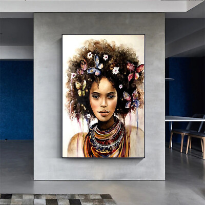 #ad Butterfly African Girl Posters Prints Wall Art Decor Canvas Painting $18.98