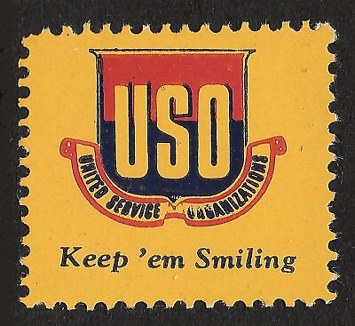 #ad United Service Organization USO Poster Stamp Keep#x27;em smiling $1.99