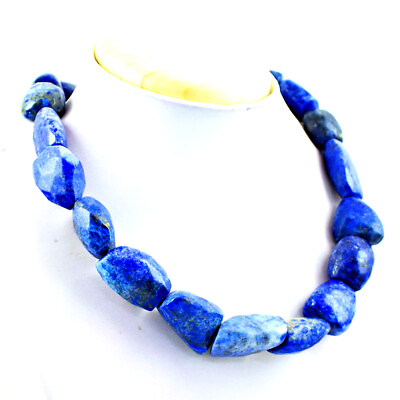 #ad Untreated 875.00 Cts Natural Blue Lapis Lazuli Faceted Beads Necklace NK 73E113 $55.00