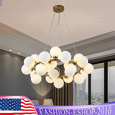 #ad Modern Gold Glass Globe Chandelier Mid Century Pendant Lamp Ceiling Light Decor $133.92