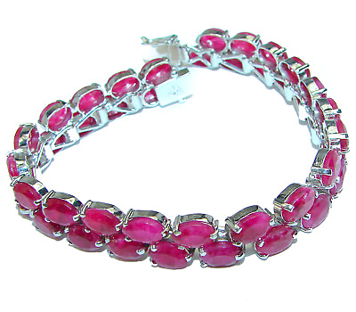 #ad Luxury Authentic Kashmir Ruby .925 Sterling Silver handmade Bracelet $254.12