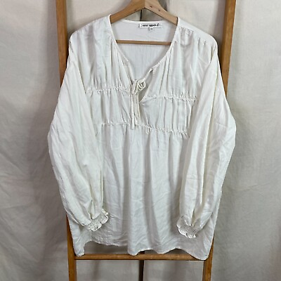 #ad Vine Apparel Blouse Womens 10 White Long Sleeve Peasant Cotton Blend Top AU $16.95