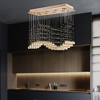 #ad LED Ceiling Light Modern Raindrop Crystal Luxury Chandelier Pendant Lamp Fixture $109.25
