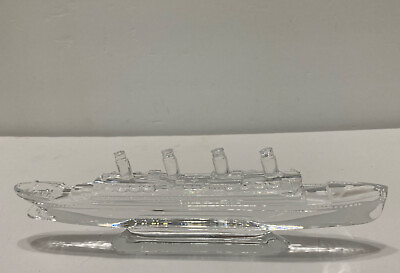 #ad FLAWLESS Stunning WATERFORD Ireland Art Glass Crystal TITANIC SHIP 11” $135.00