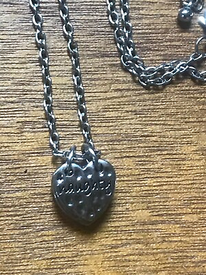 #ad Estate Silvertone Chain with Three Hammered Heart Flip Naughty Nice amp; Shoes Pend $9.67