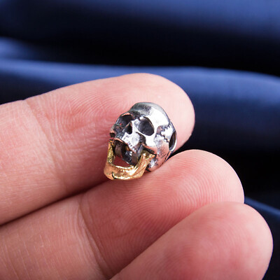 #ad 925 Sterling Silver Skull Punk Pendant Unisex Diy Skull Bracelet Beads Open Jaw $12.99