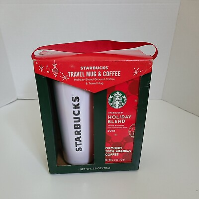 #ad Starbucks Happy Holidays Coffee Travel Mug Gift Set 2018 New in Opened Box $14.50