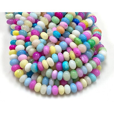 #ad Beautiful Rainbow color shaded opal smooth rondelle beads 10mm 16quot; Long Strand $18.99