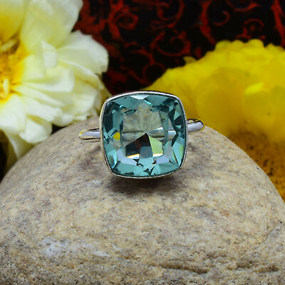 #ad Beautiful Aqua Apatite Gemstone 925 Sterling Silver Handmade Ring All Size B 565 $14.61