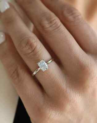 #ad 14k White Gold 1.5Crt Emerald Cut Lab Created Diamond Engagement Ring Q19 $259.99