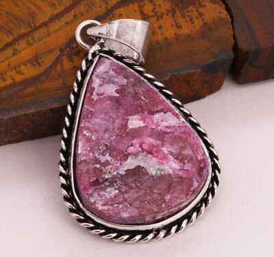 #ad Rhodonite 925 Silver Plated Handmade Pendant of 1.9quot; $3.59