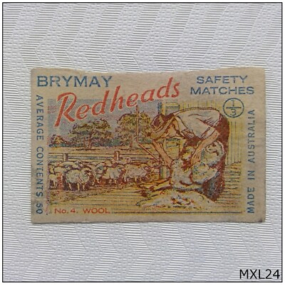 #ad Brymay Redheads Progress #4 Wool Matchbox Label MXL24 AU $4.99