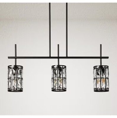 #ad LNC 31.5 in. 3 Light Modern Black Linear Chandelier with Glam Crystal Shades $199.99