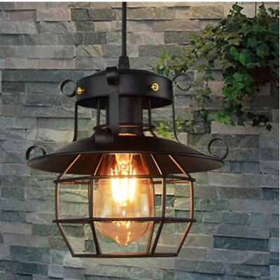 #ad Farmhouse Ceiling Light Fixture Rustic Industrial Iron Cage Hanging Pendant Lamp $24.35