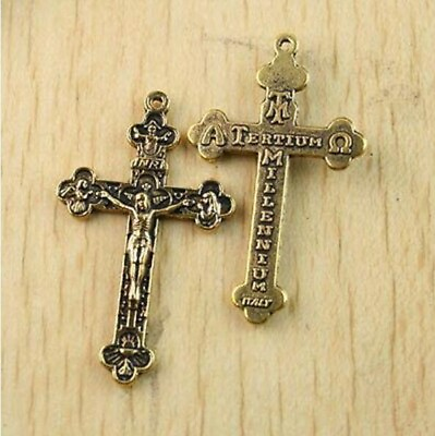 #ad 8Pcs dark gold tone cross charms Findings h1323 $2.20
