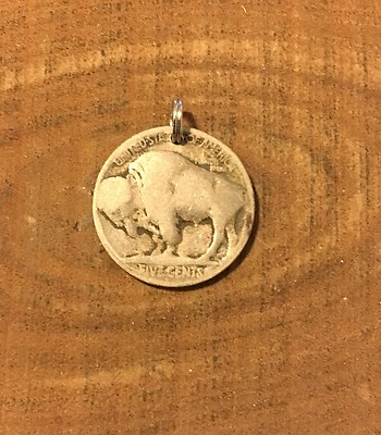 #ad Buffalo Indian Head Nickel Coin Jewelry Pendant Charm Vintage Antique Reverse $10.00