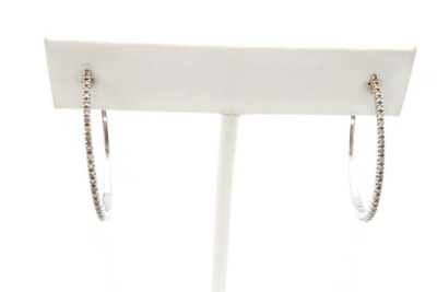 #ad 10k White Gold Diamond Hoop Earrings A2 $269.99
