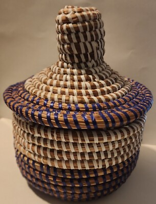 #ad Handmade Woven Basket with Lid small $18.00