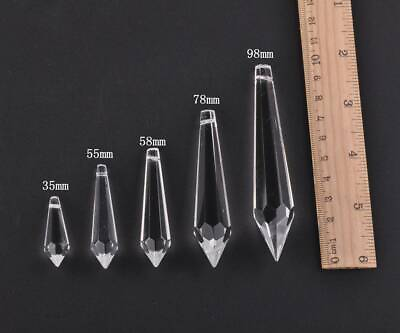Big Long Cone Faceted Crystal Glass Chandelier Prisms Teardrop Beads Pendants $3.89