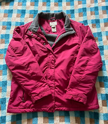 #ad LL Bean Women#x27;s Winter Full Zip Jacket Fleece Lined Magenta Size Large $23.39