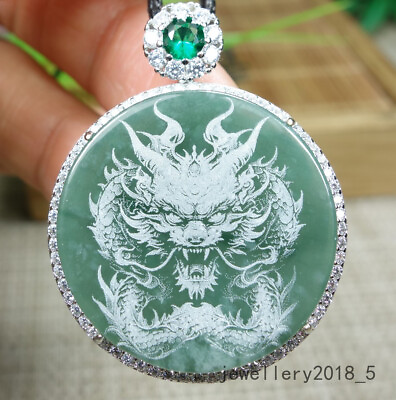 #ad Certified Light Green Burma 100% Natural A jadeite jade Pendant Dragon 龙牌 龙行天下 $28.00