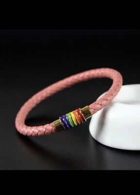 #ad Fashion Gay Pride Rainbow Leather Bracelet For Women amp; Men LGBT $9.99