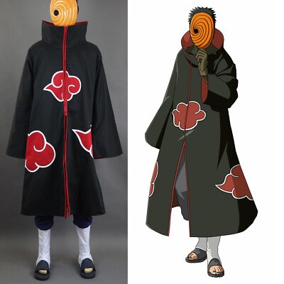 #ad Naruto Akatsuki Tobi Uchiha Obito Robe Cloak Coat Resin Mask Cosplay Costume $36.99