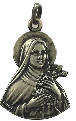 #ad Vintage Catholic Signed Bernard St Therese Silver Religious Medal France $19.99