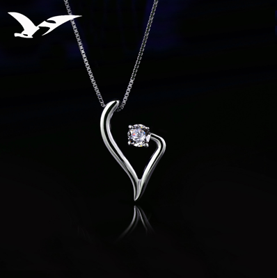 #ad Love Heart Charm CZ Pendant amp; Necklace in 925 Sterling Silver 18quot; Box Chain K5 $12.95