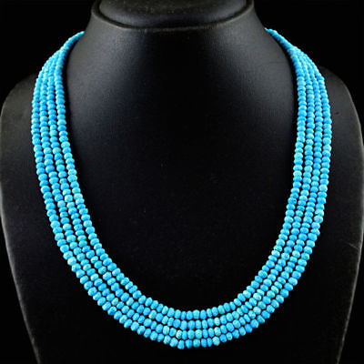 #ad 4 Strands Turquoise necklace with 18 kt 750 1000 gold clasp length 50 cm $577.80